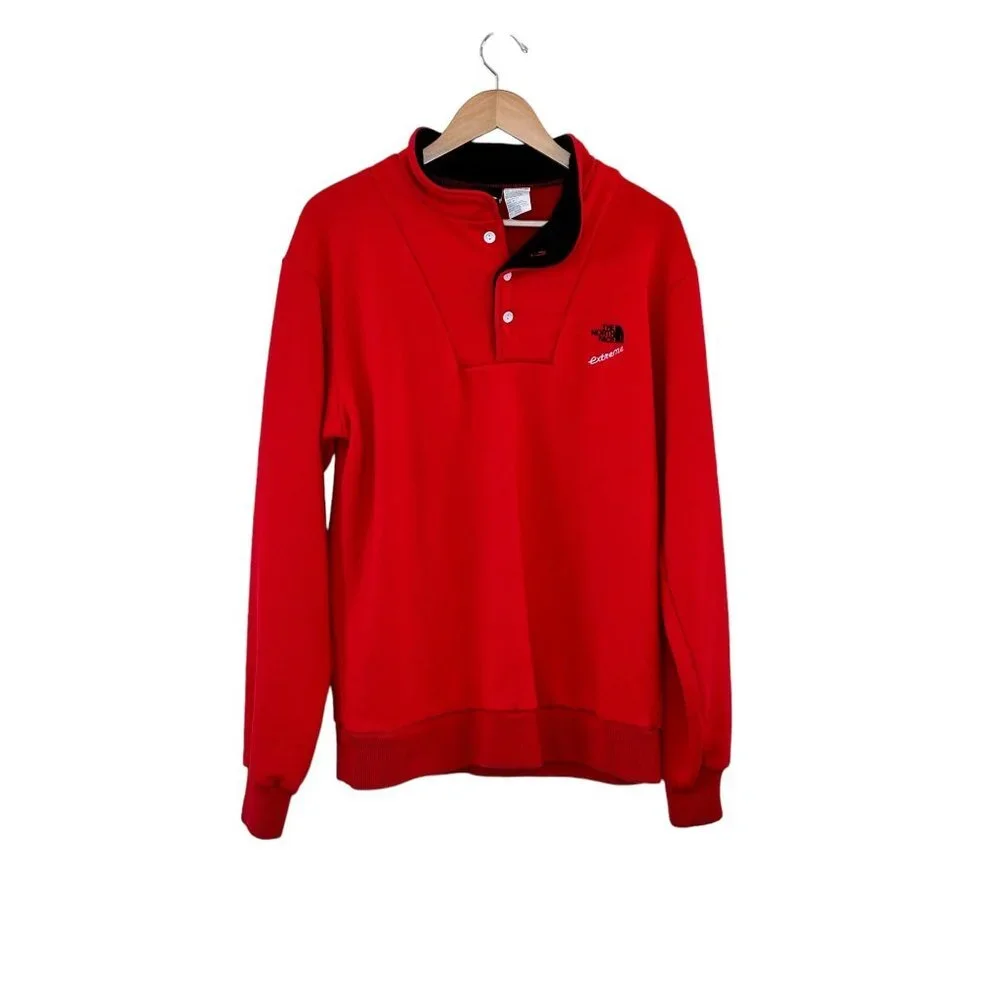 Vintage 90s North Face TNF Extreme Gear Fleece Henley Sweater Adult Size‎ M/L